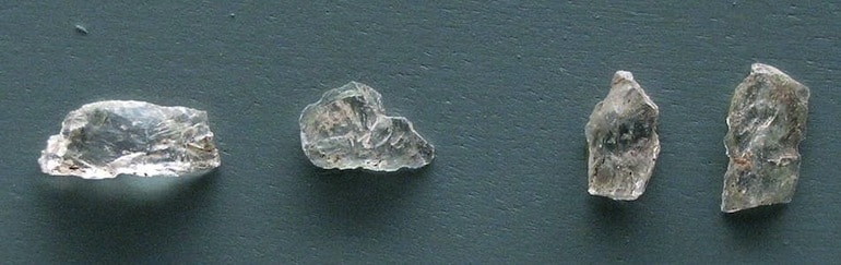 Rock crystal tools from the Paleolithic (around 15,000 BC)