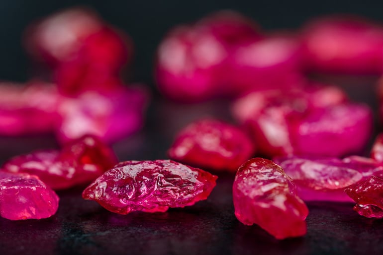 Collection of uncut rubies