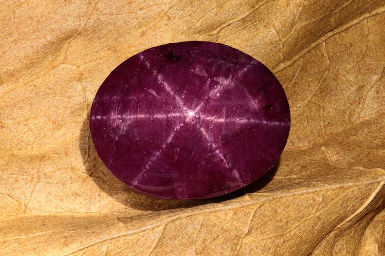 Star ruby (asterism revealed by cabochon cutting)