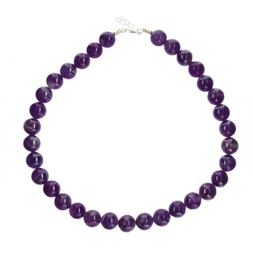 Collier Améthyste en Pierres Boules (12mm)