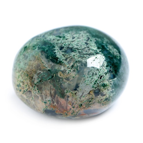 Green moss agate tumbled stone