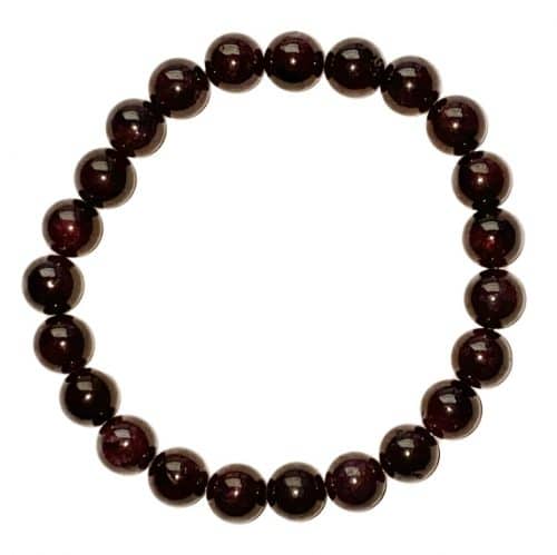 Bracelet en Grenat Rouge - Pierres Boules 8mm - Boutique de Minéraux