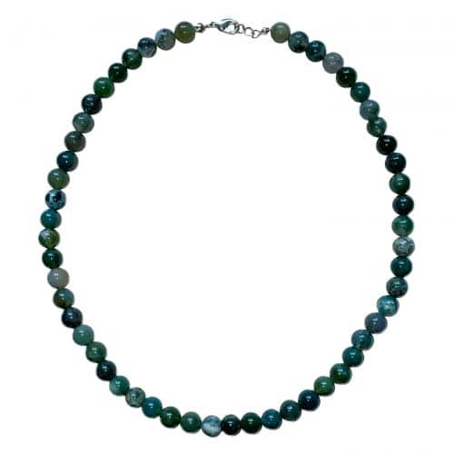 Collier en Agate Mousse - Pierres Boules 8mm - Boutique de Minéraux | Lithothérapie en Ligne