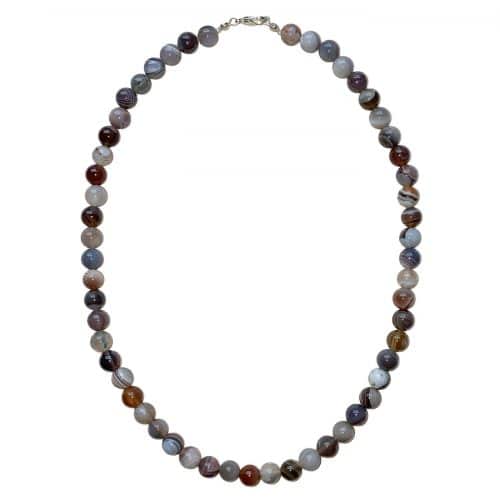 Collier en Agate Naturelle - Pierres Boules 8mm