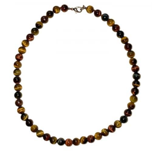 Collier triptyque de protection en oeil d'animaux - Pierres boules de 8mm