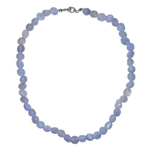 Collier en Calcédoine Bleue - Pierres Roulées