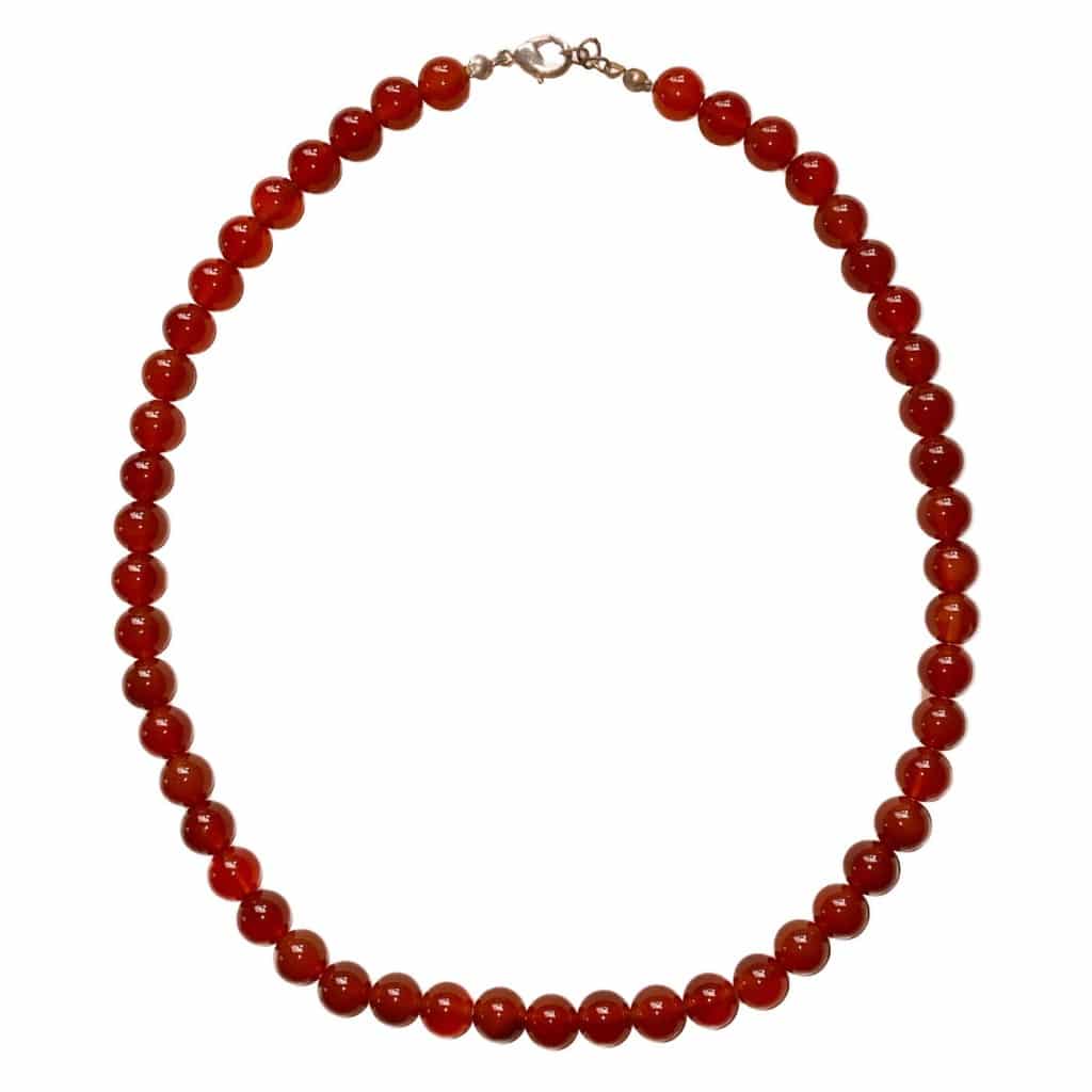 Carnelian 8 mm bead necklace