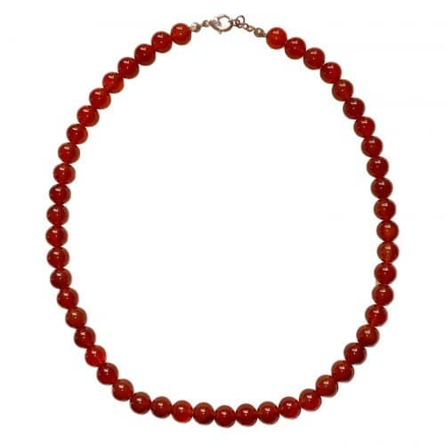 Collier en Cornaline - Pierre Boules 8mm - Boutique de Minéraux | Lithothérapie en Ligne
