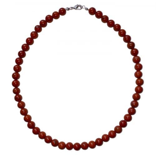 Collier en Jaspe Rouge - Pierres Boules 8mm - Boutique de Minéraux | Lithothérapie en Ligne