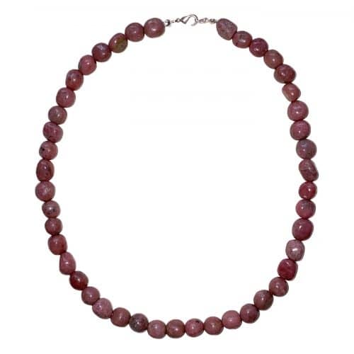 Collier en Rhodonite - Pierres Roulées - Boutique de Minéraux | Lithothérapie en Ligne