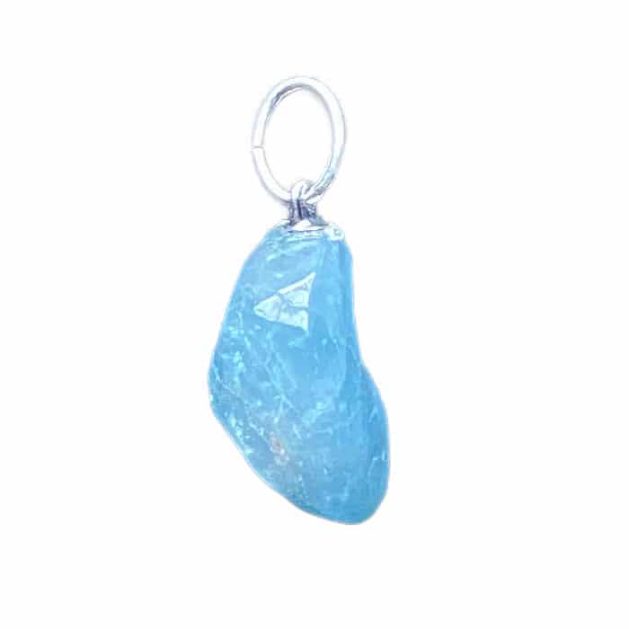 Pendentif pierre roulée en aigue marine