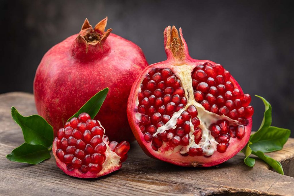 The pomegranate, a red fruit that potentially gave garnet its name