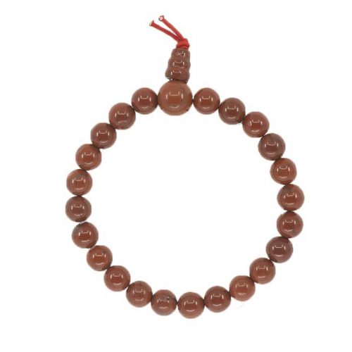 Bracelet Tibétain en Jaspe Rouge - Pierres Boules 8 mm