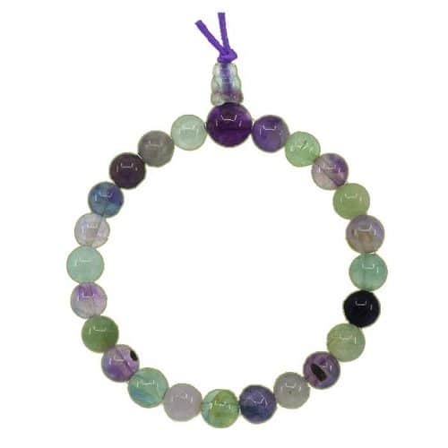 Bracelet Tibétain en Fluorine Multicolore - Pierres Boules 8 mm