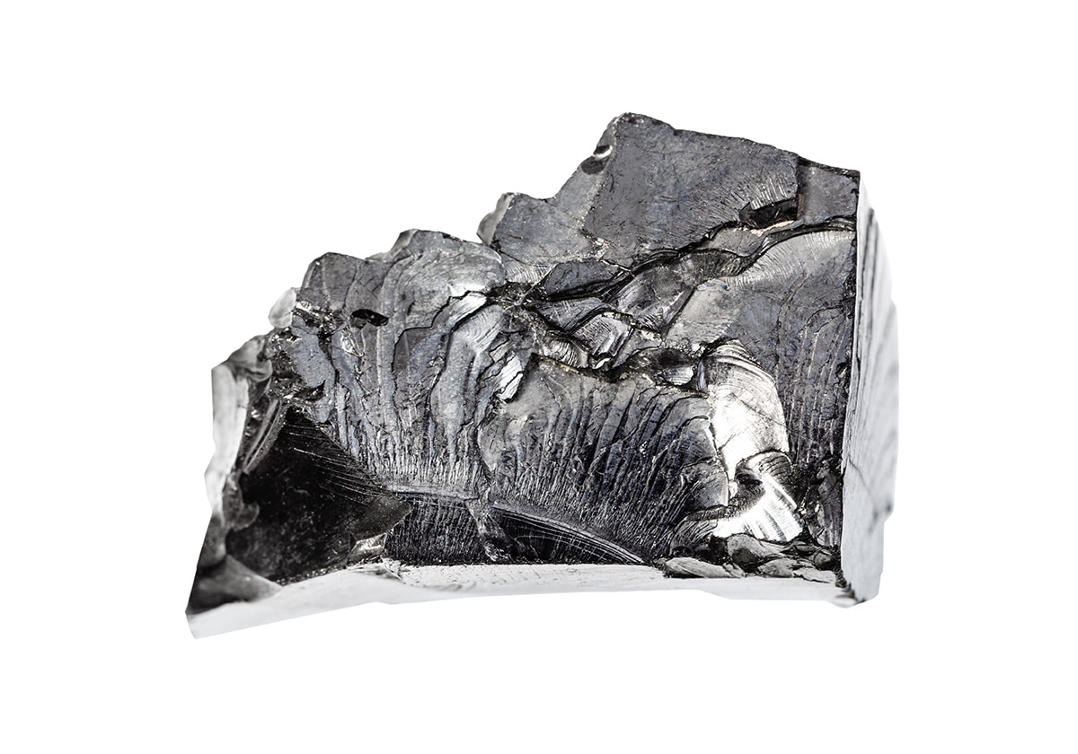 Raw shungite on a white background