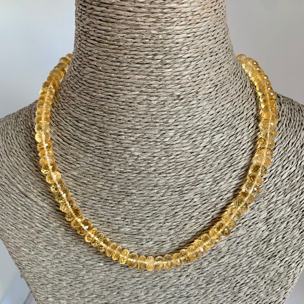 Natural citrine necklace with faceted stones